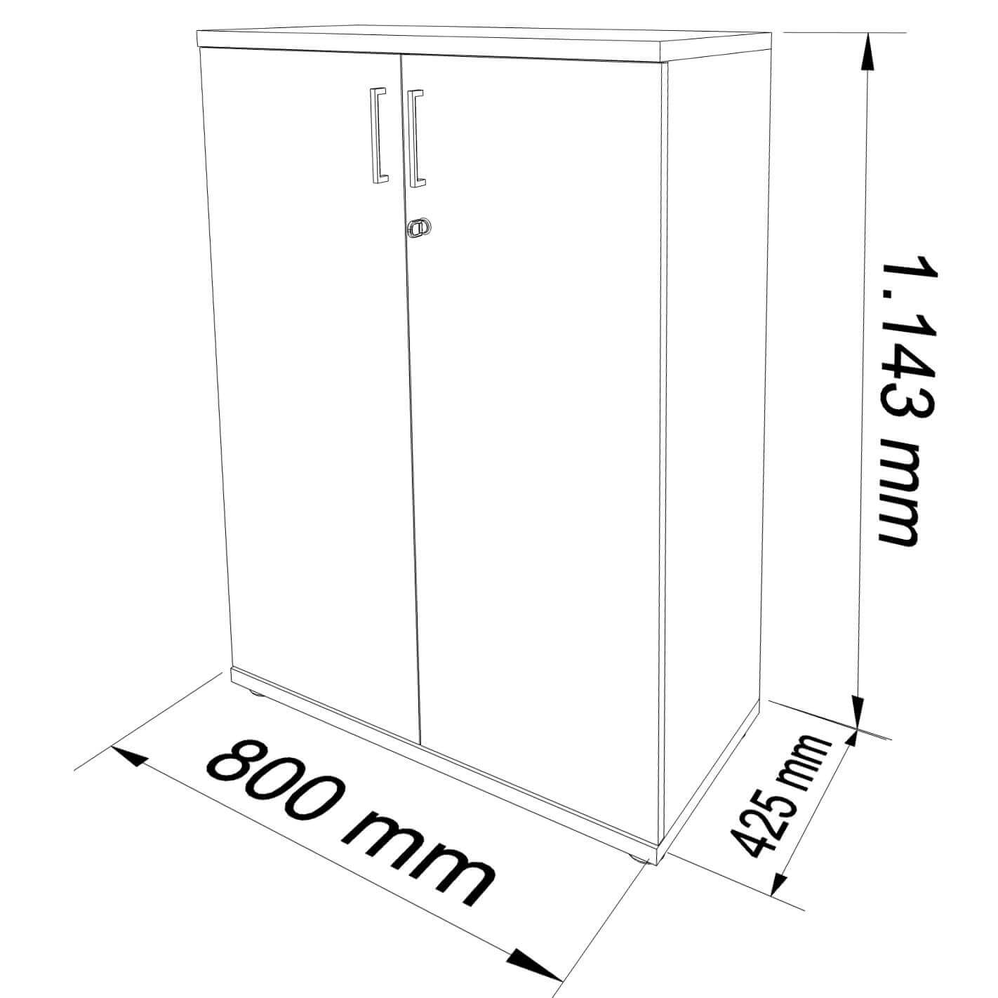 UNI Armoire de porte d'aile | 3 oh, 800 x 1143 mm, érable