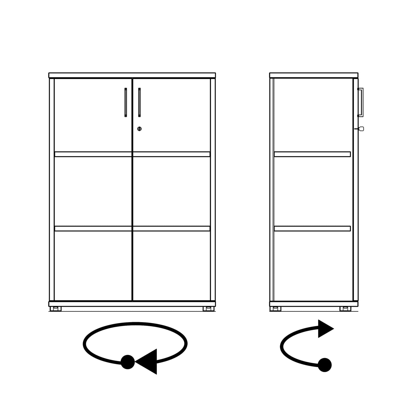 UNI double door wardrobe | 3 OH, 800 x 1143 mm, amber oak