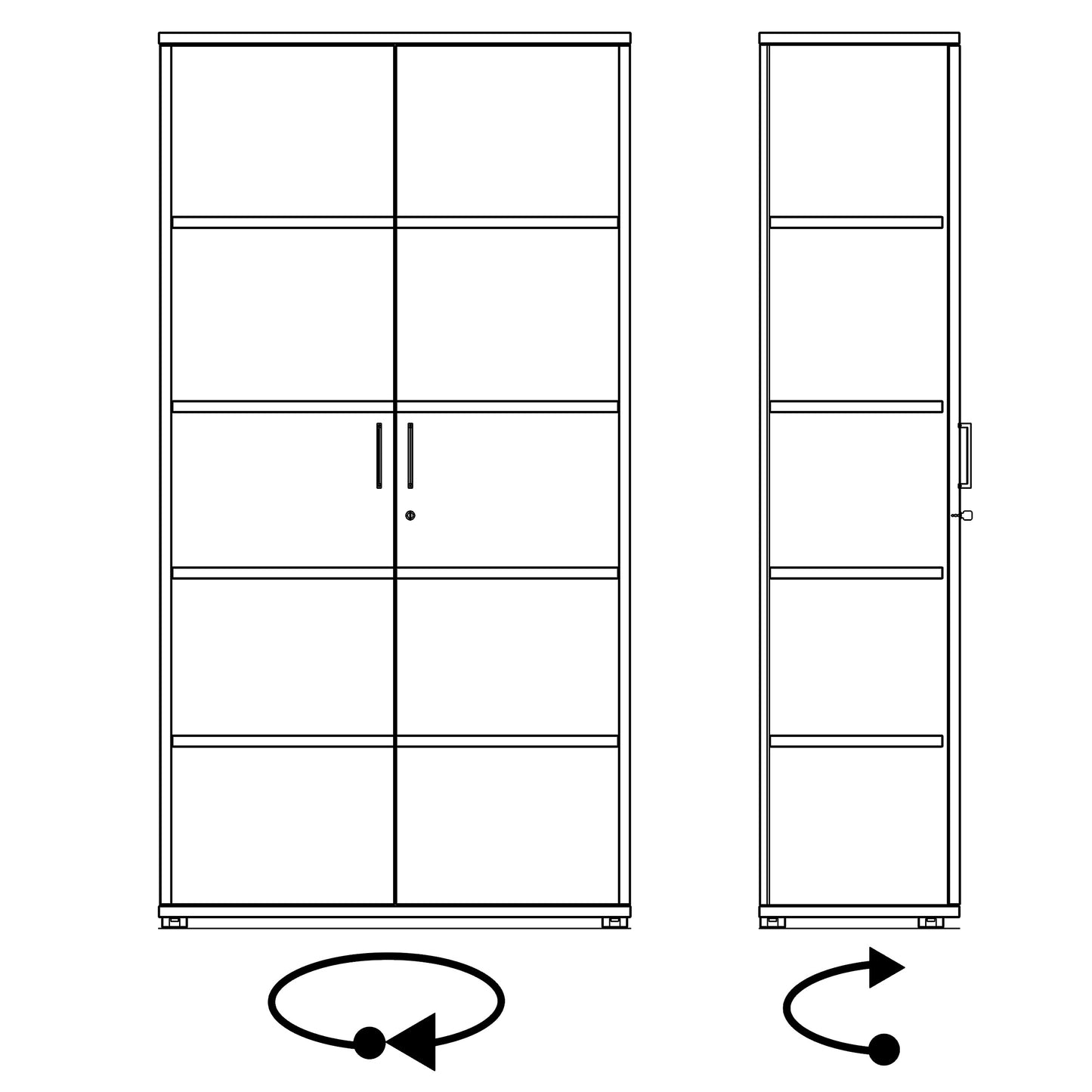 UNI double door wardrobe | 5 OH, 1000 x 1897 mm, amber oak