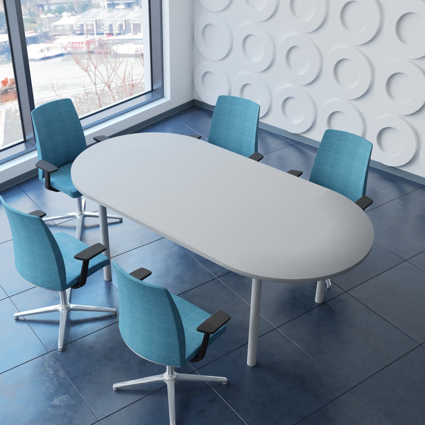 OPTIMA Konferenztisch | Oval, 2000 x 1000 mm, Perlgrau