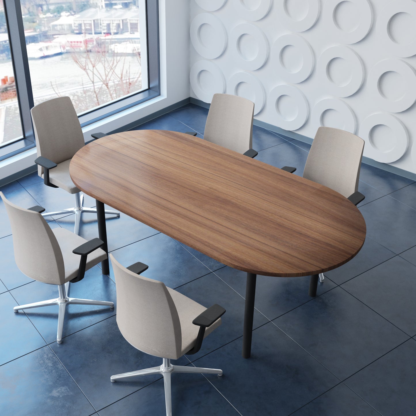 OPTIMA Konferenztisch | Oval, 2000 x 1000 mm, Nussbaum