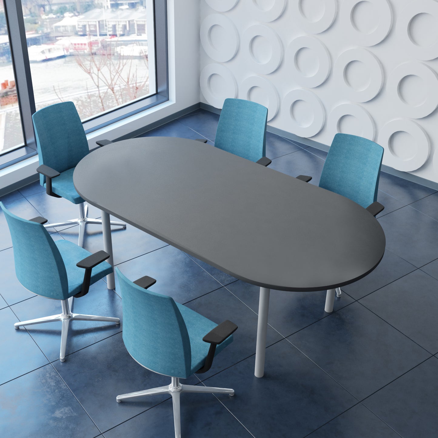 OPTIMA Konferenztisch | Oval, 2000 x 1000 mm, Anthrazit