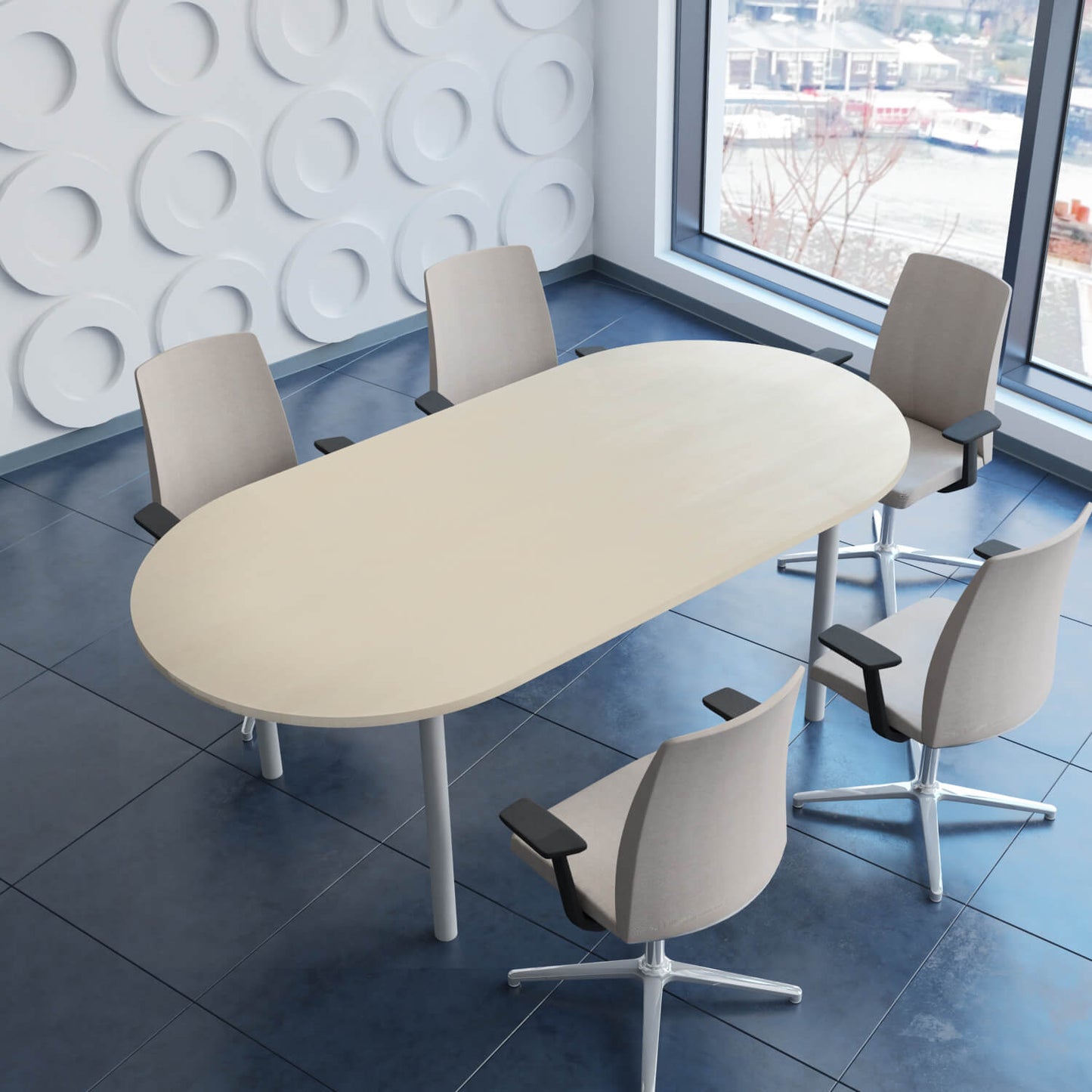 OPTIMA Tableau de conférence | Ovale, 2400 x 1000 mm, érable
