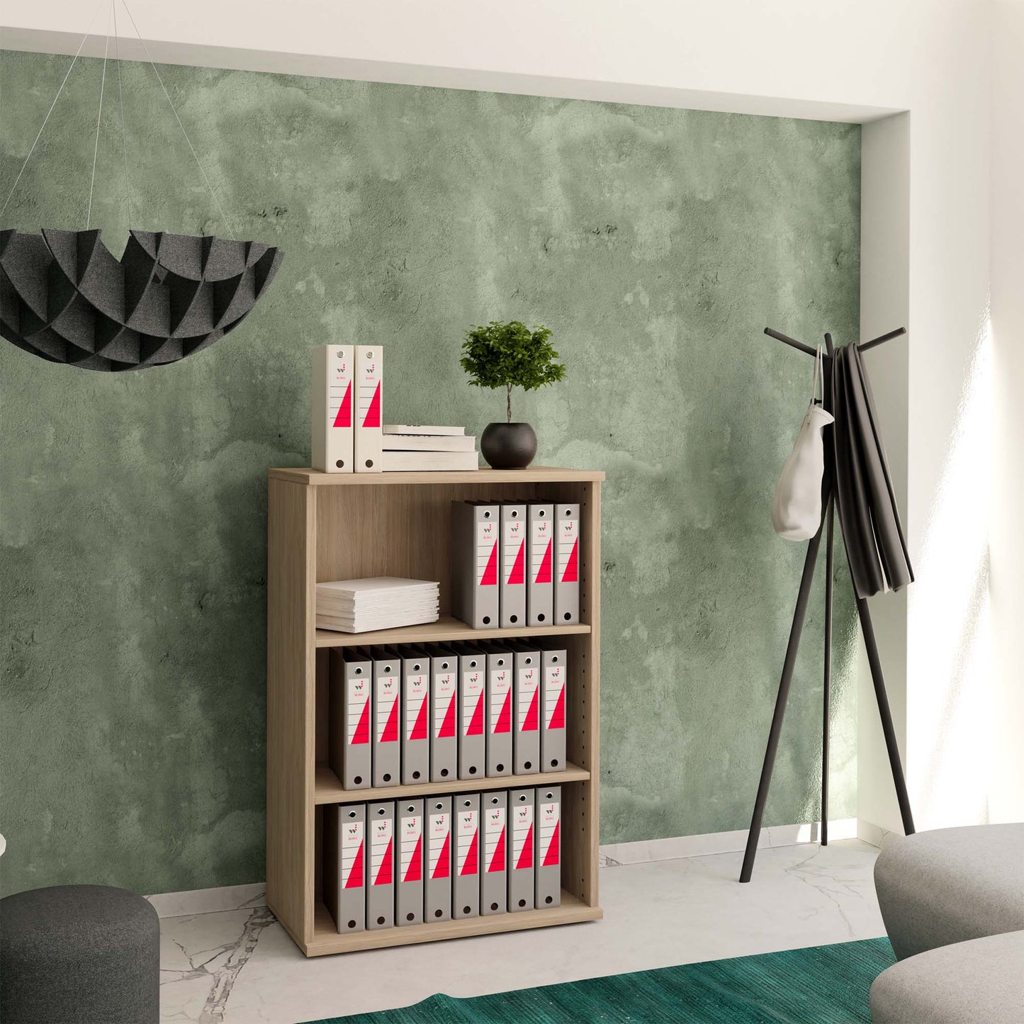 UNI Armoire d'étagère | 3 oh, 800 x 1143 mm, chêne ambre