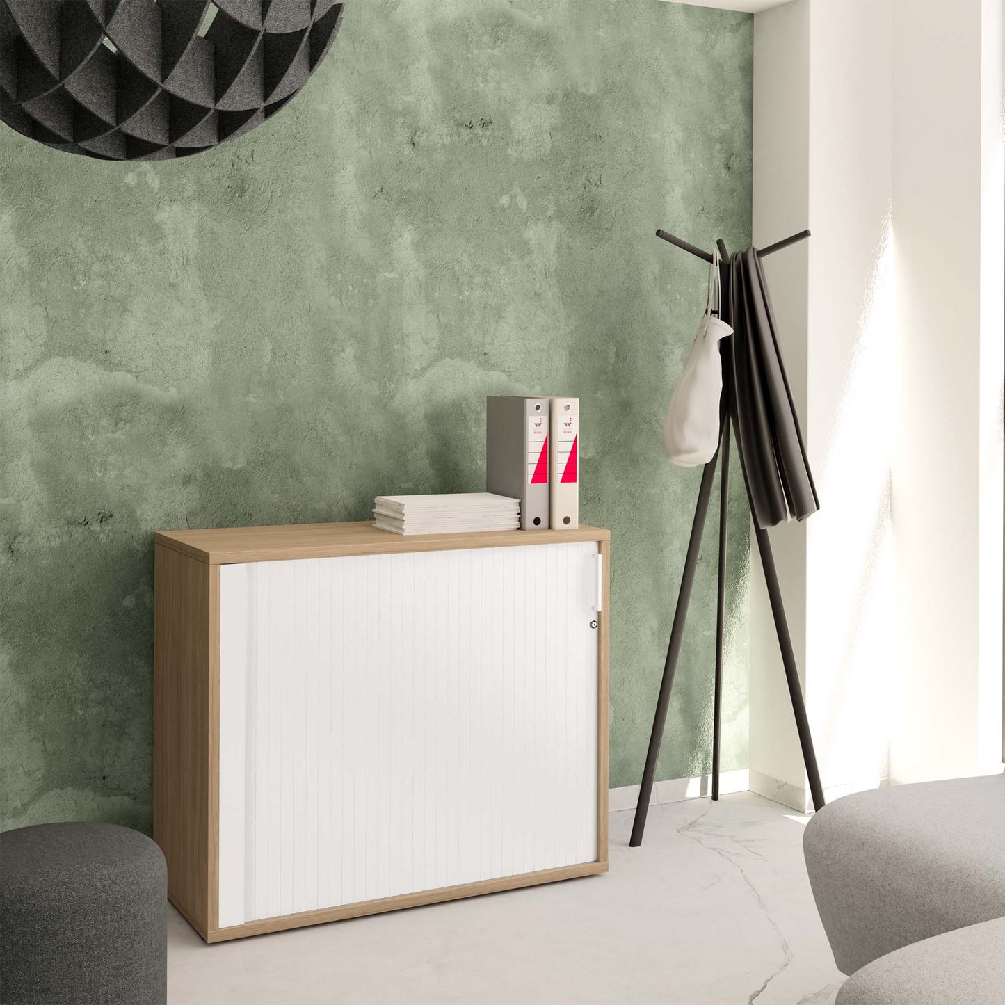 UNI Querroll store cabinet | 2 Oh, 1000 x 777 mm, amber oak / white