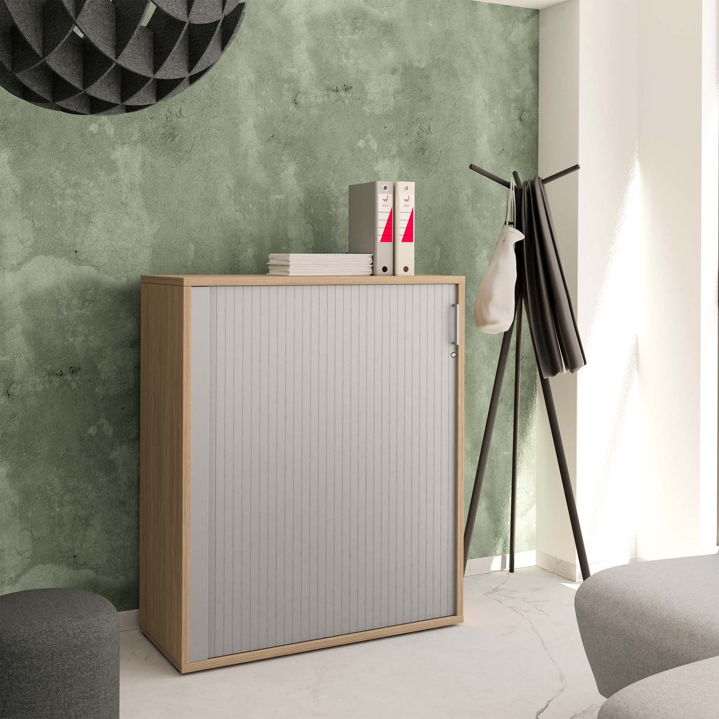 UNI Cabinet des magasins de queserroll | 3 oh, 1000 x 1143 mm, chêne ambre / gris argenté