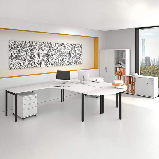NOVA Frankfurt - Komplettbüro | Team-Schreibtisch, Weiss