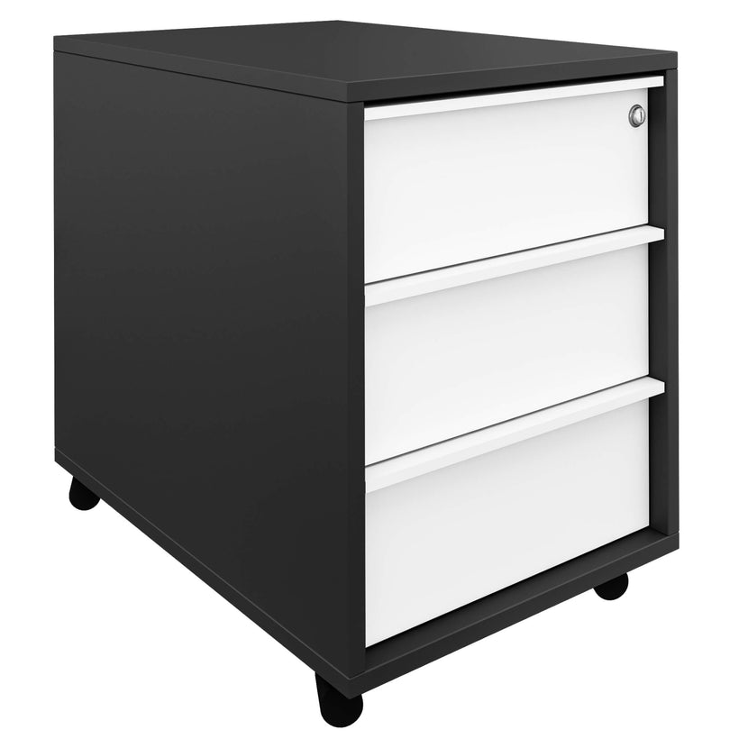 NOVA Roll container | 3 drawers, 600 mm deep, anthracite / white