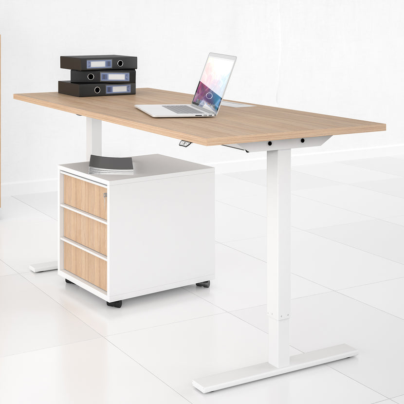 NOVA Roll container | 3 drawers, 600 mm deep, maple / white