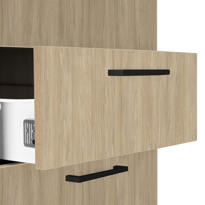 OPTIMA roll container | 3 drawers + 1 small parts compartment, 600 mm deep, amber oak
