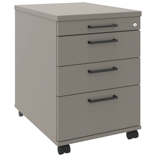 OPTIMA Container rotolo | 3 cassetti + 1 piccole parti, 600 mm di profondità, grigio cubanite