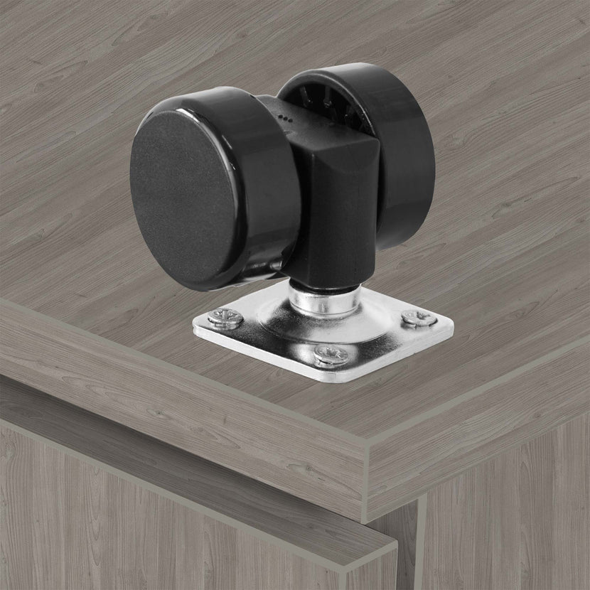OPTIMA Container rotolo | 3 cassetti + 1 scompartimento di piccole parti, 600 mm di profondità, grigio di quercia nord