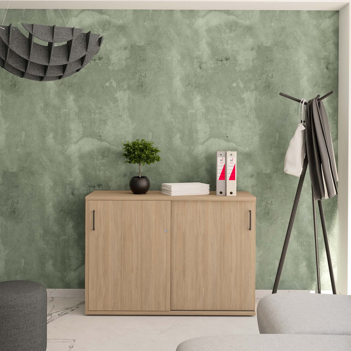 UNI Sliding door cabinet | 2 Oh, 1200 x 777 mm, amber oak