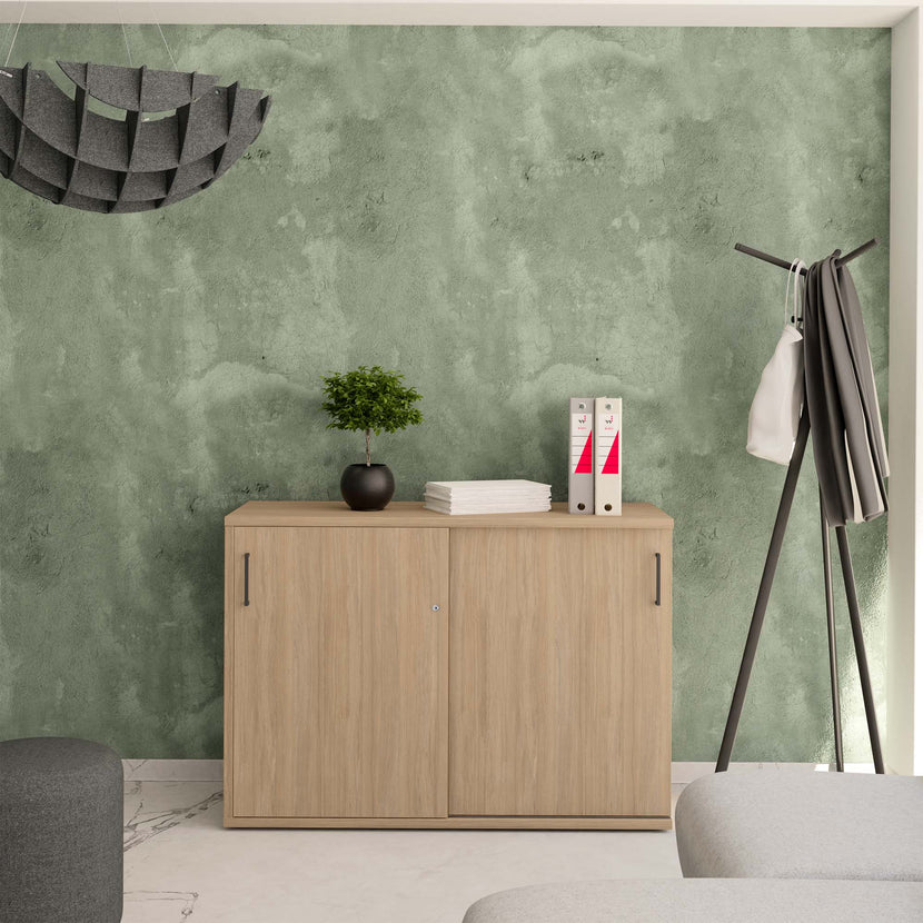 UNI Sliding door cabinet | 2 Oh, 1200 x 777 mm, amber oak