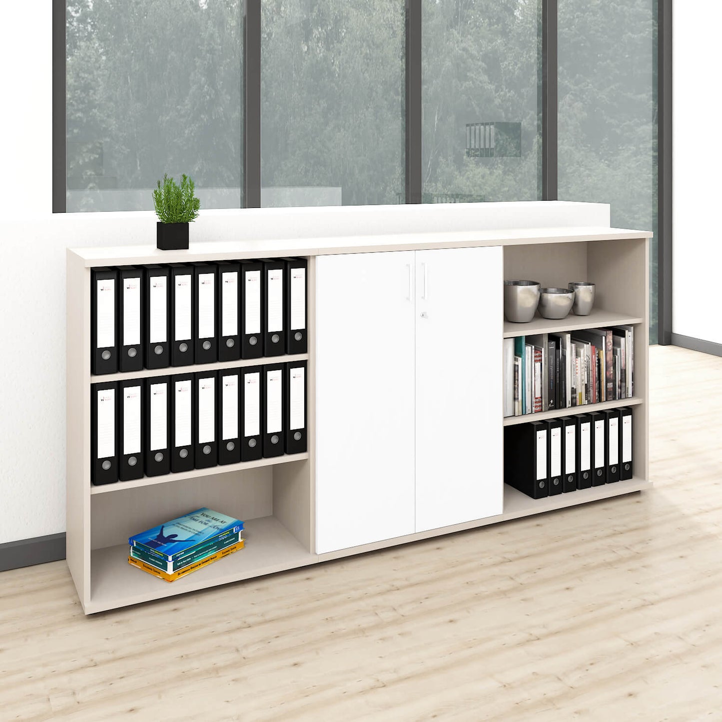 UNI Armoire murale | 3 OH, 2400 x 1143 mm, érable / blanc