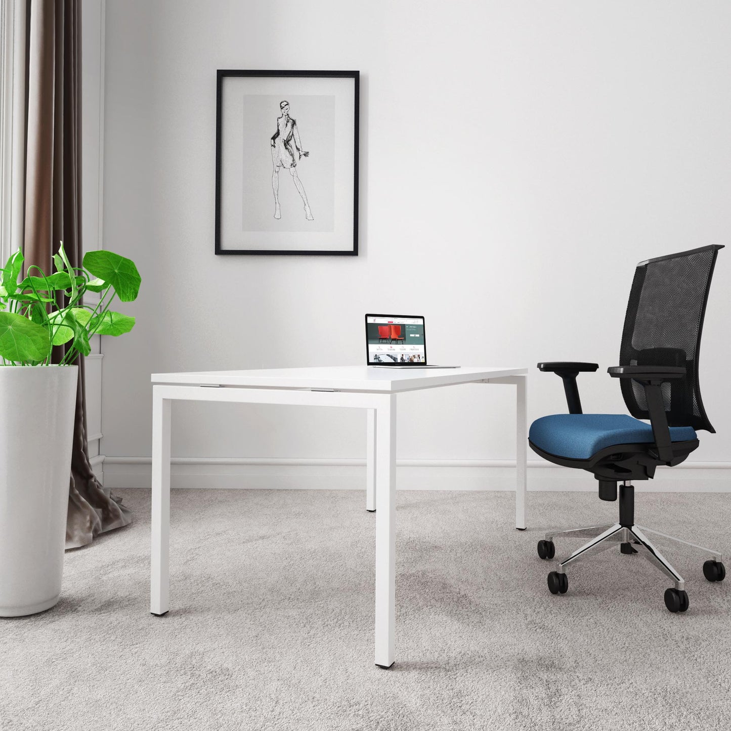 NOVA U bureau | 1600 x 800 mm, blanc