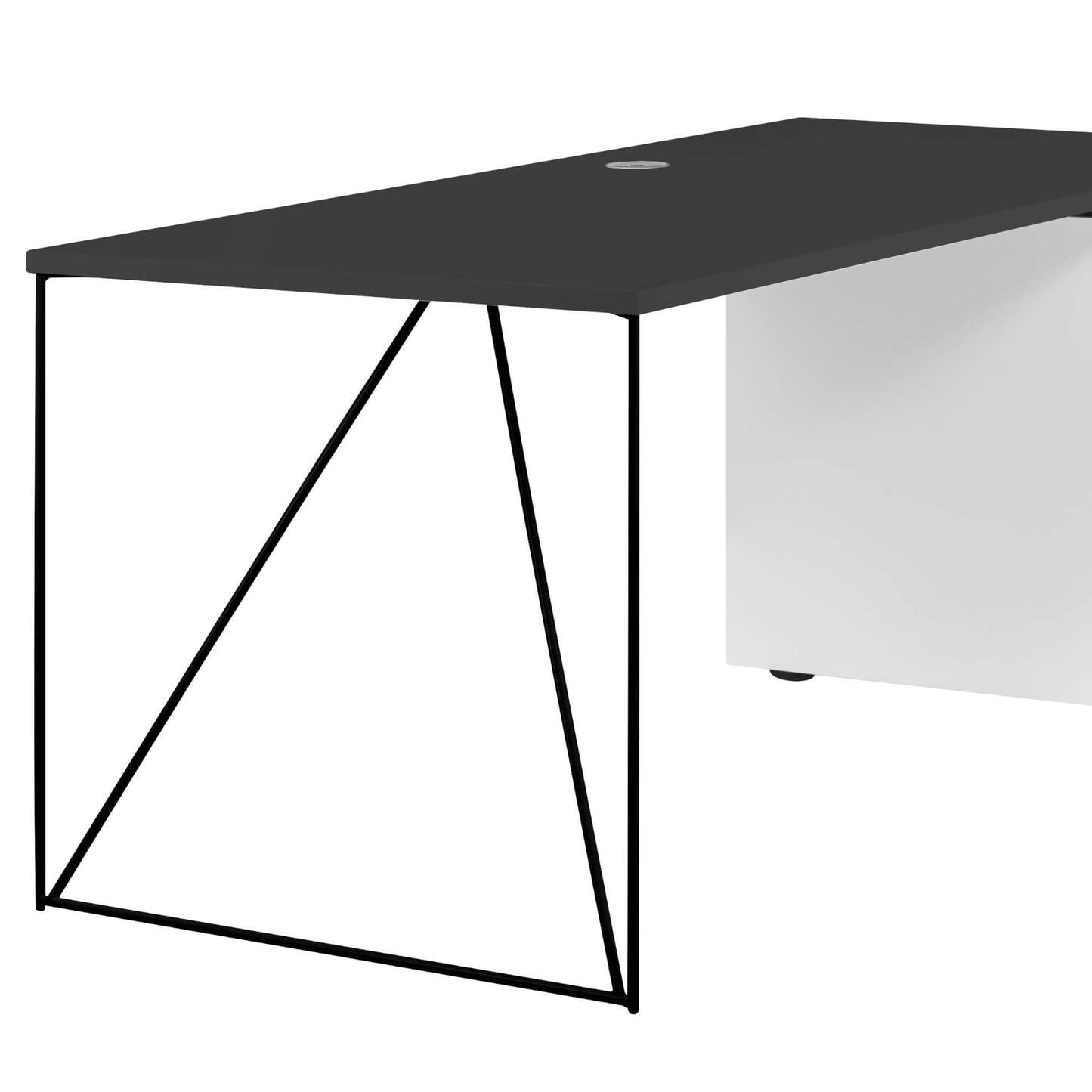 AIR Schreibtisch | Sideboard rechts, 1600 x 1600 mm, Anthrazit / Weiss