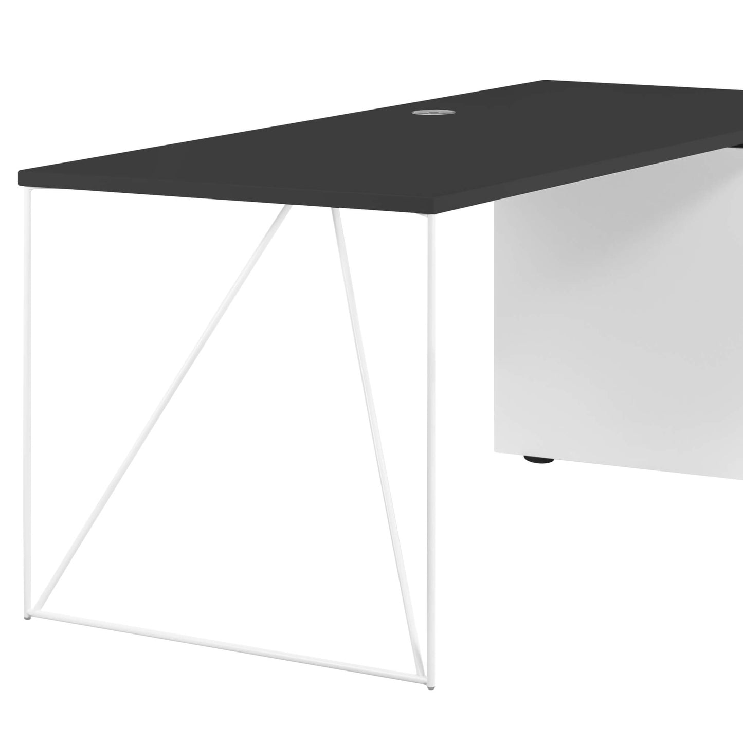 AIR Schreibtisch | Sideboard rechts, 1600 x 1600 mm, Anthrazit / Weiss