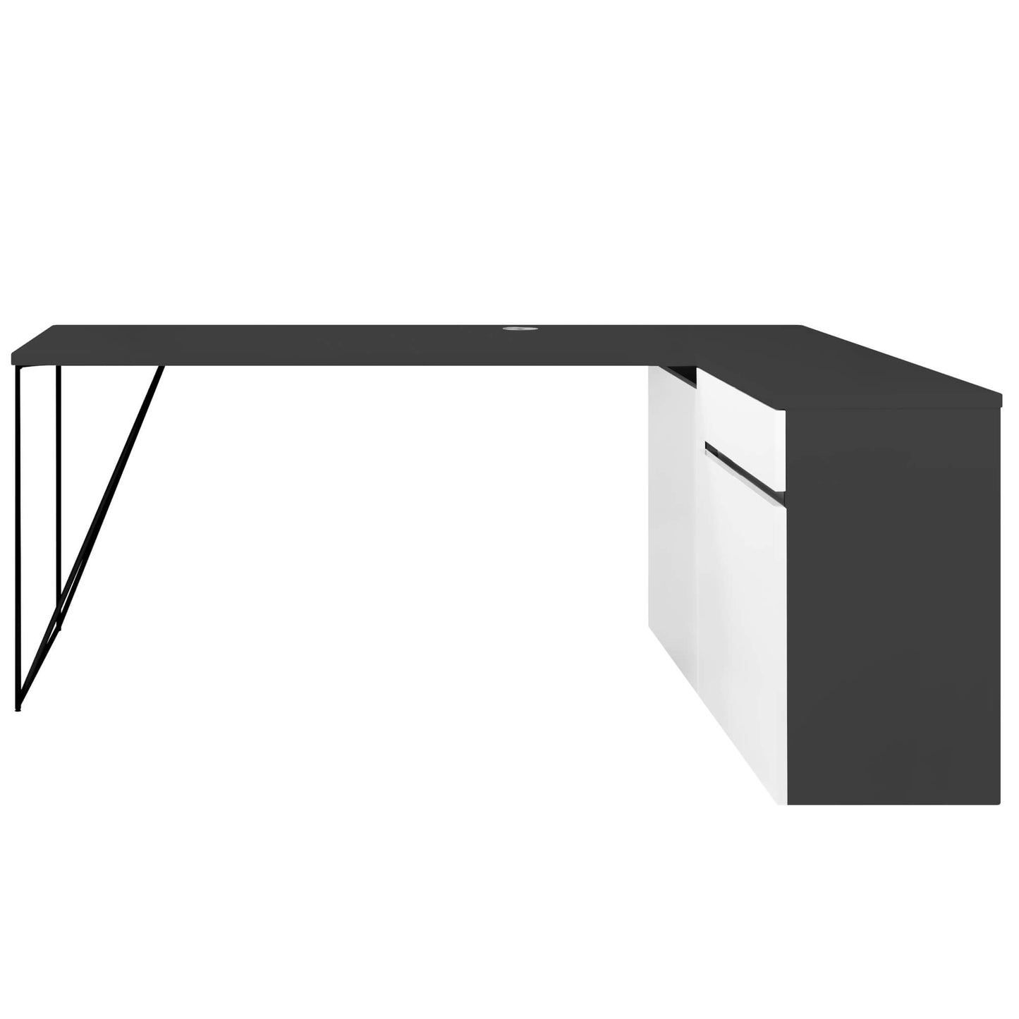 AIR Schreibtisch | Sideboard rechts, 1600 x 1600 mm, Anthrazit / Weiss