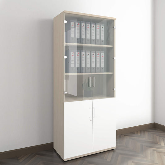 UNI Display cabinet | 5 OH, 800 x 1897 mm, maple/white