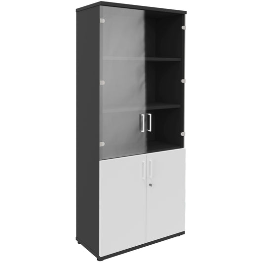 UNI Showcase cabinet | 5 Oh, 800 x 1897 mm, anthracite / white