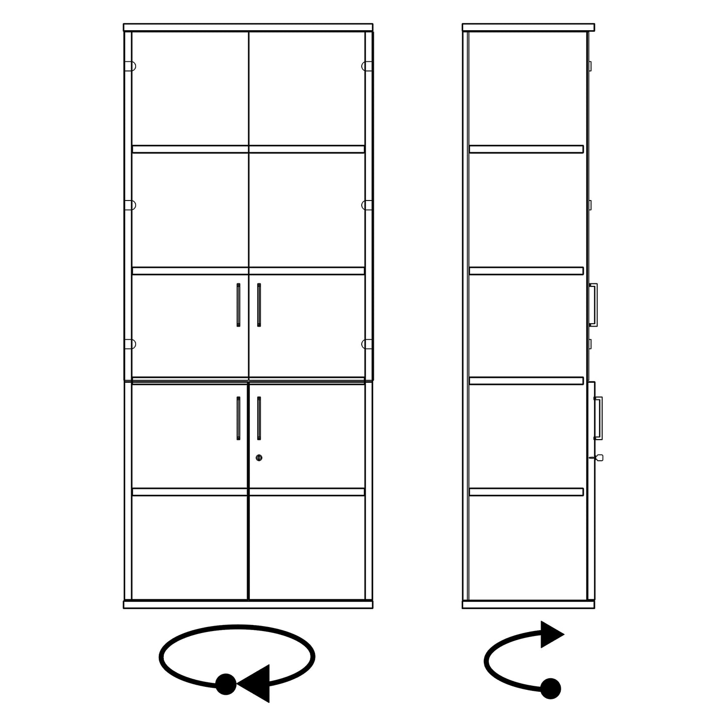 UNI Cabinet vitrine | 5 oh, 800 x 1897 mm, chêne ambre