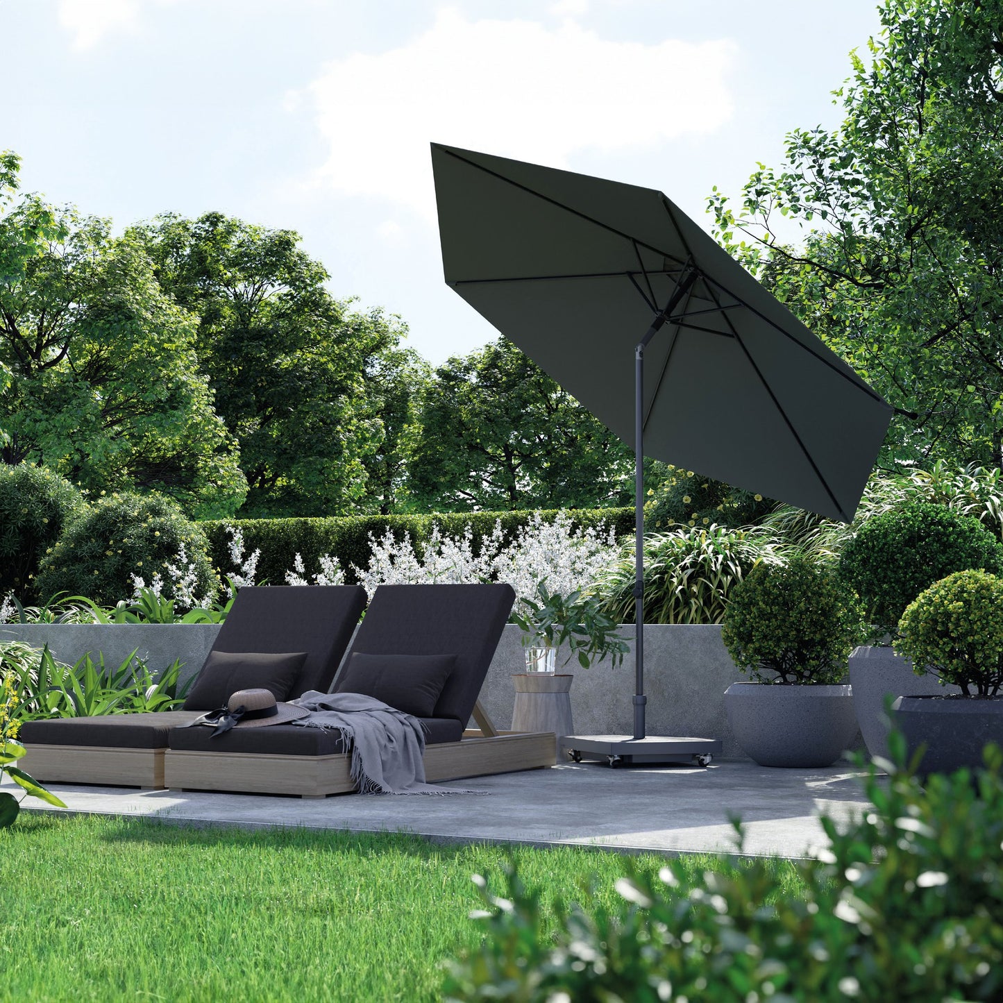 Platinum CERAMICA Schirmständer | Mit Rollen, Keramik, 90 kg, für Ampelschirme