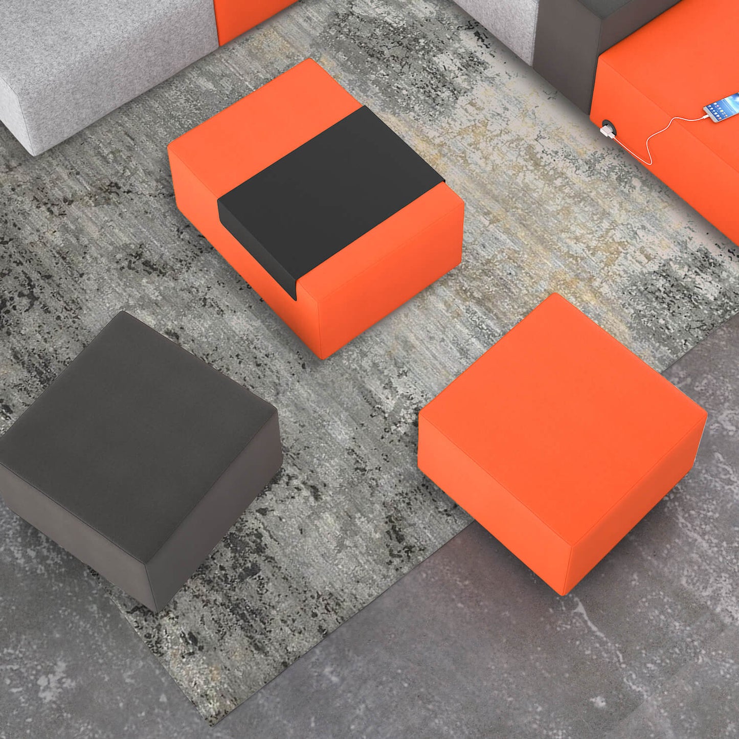 JAZZ Pouf / tabouret de siège | 800 x 600 mm, tissus de référence Lucia / Velito / Synergy