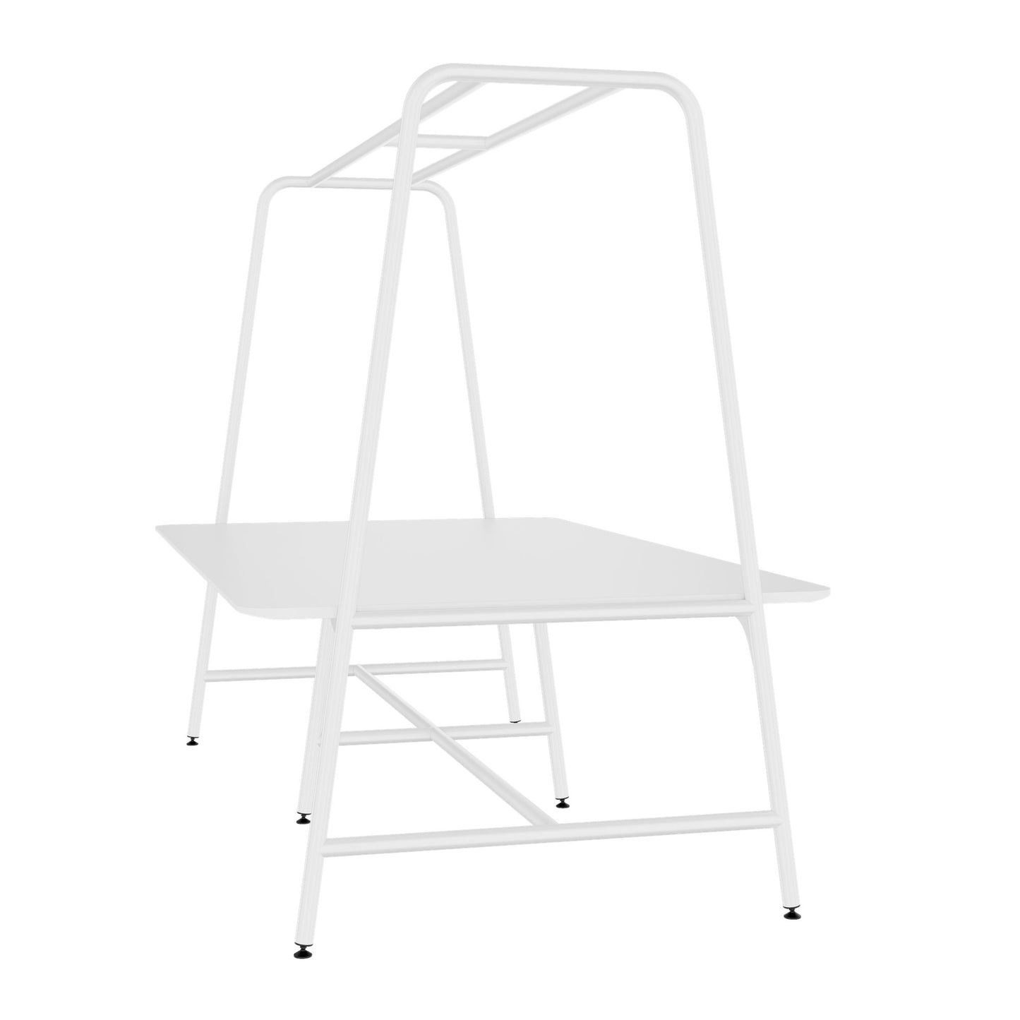 ROUND Multipurpose Tisch | 2400 - 2800  x 740 - 1050 mm, HPL Weiss