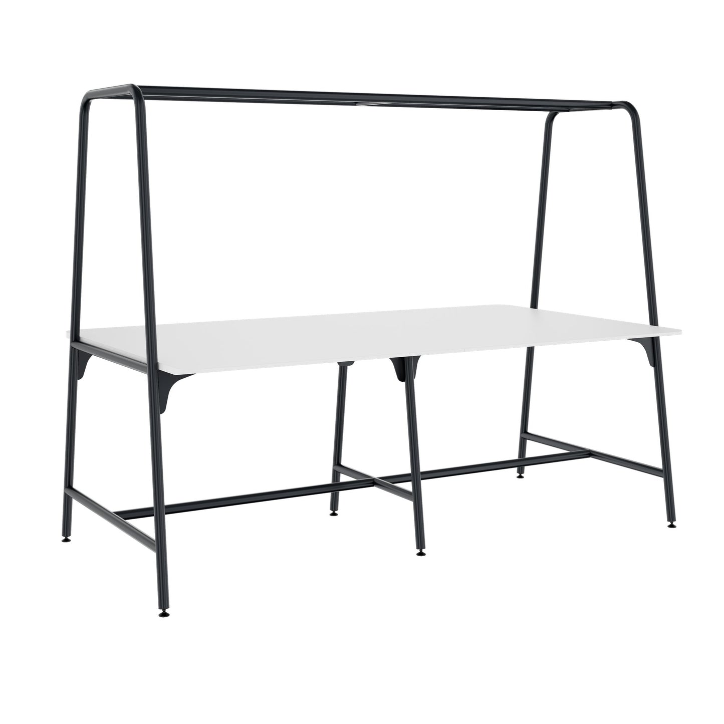 ROUND Multipurpose Tisch | 2400 - 2800  x 740 - 1050 mm, HPL Weiss
