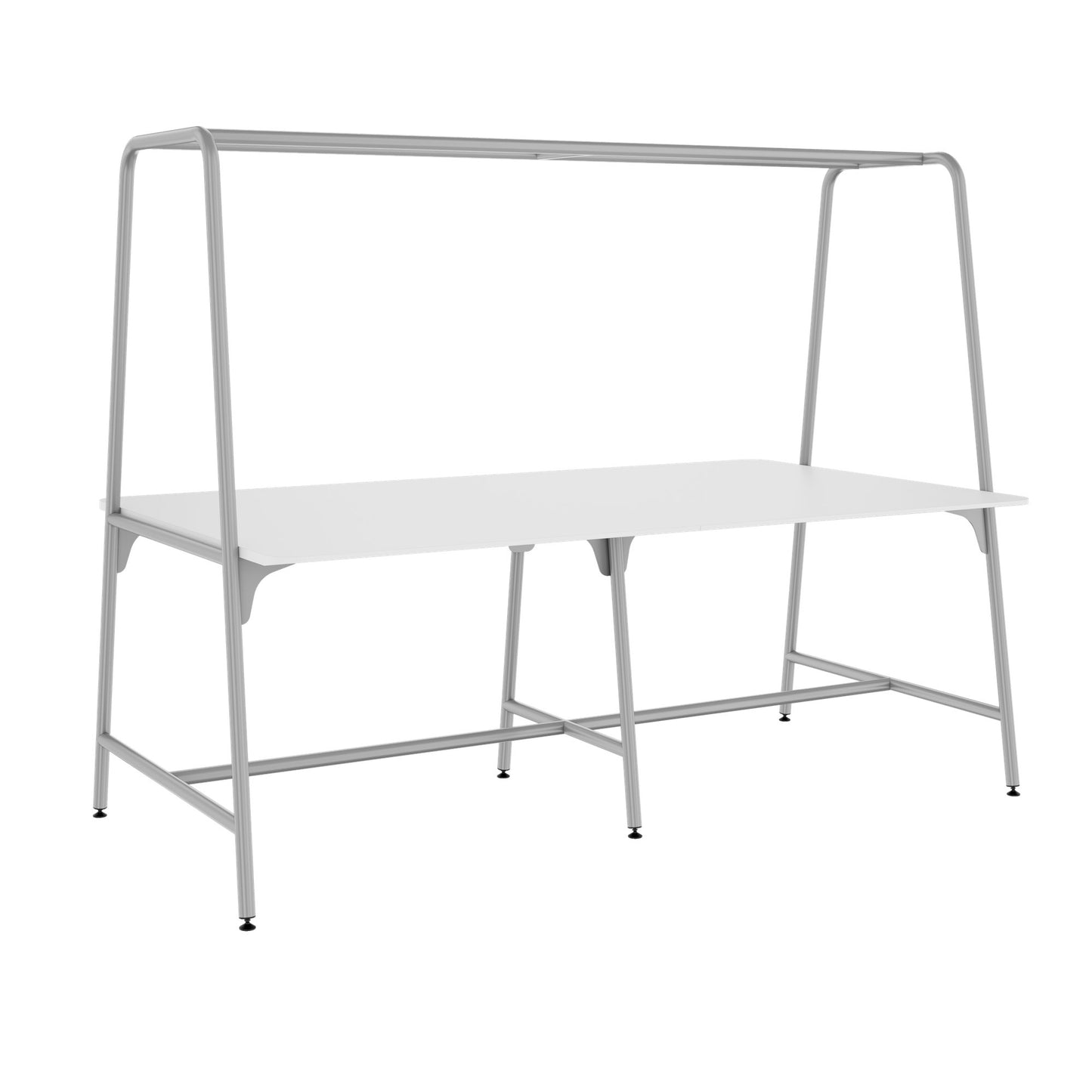ROUND Multipurpose Tisch | 2400 - 2800  x 740 - 1050 mm, HPL Weiss