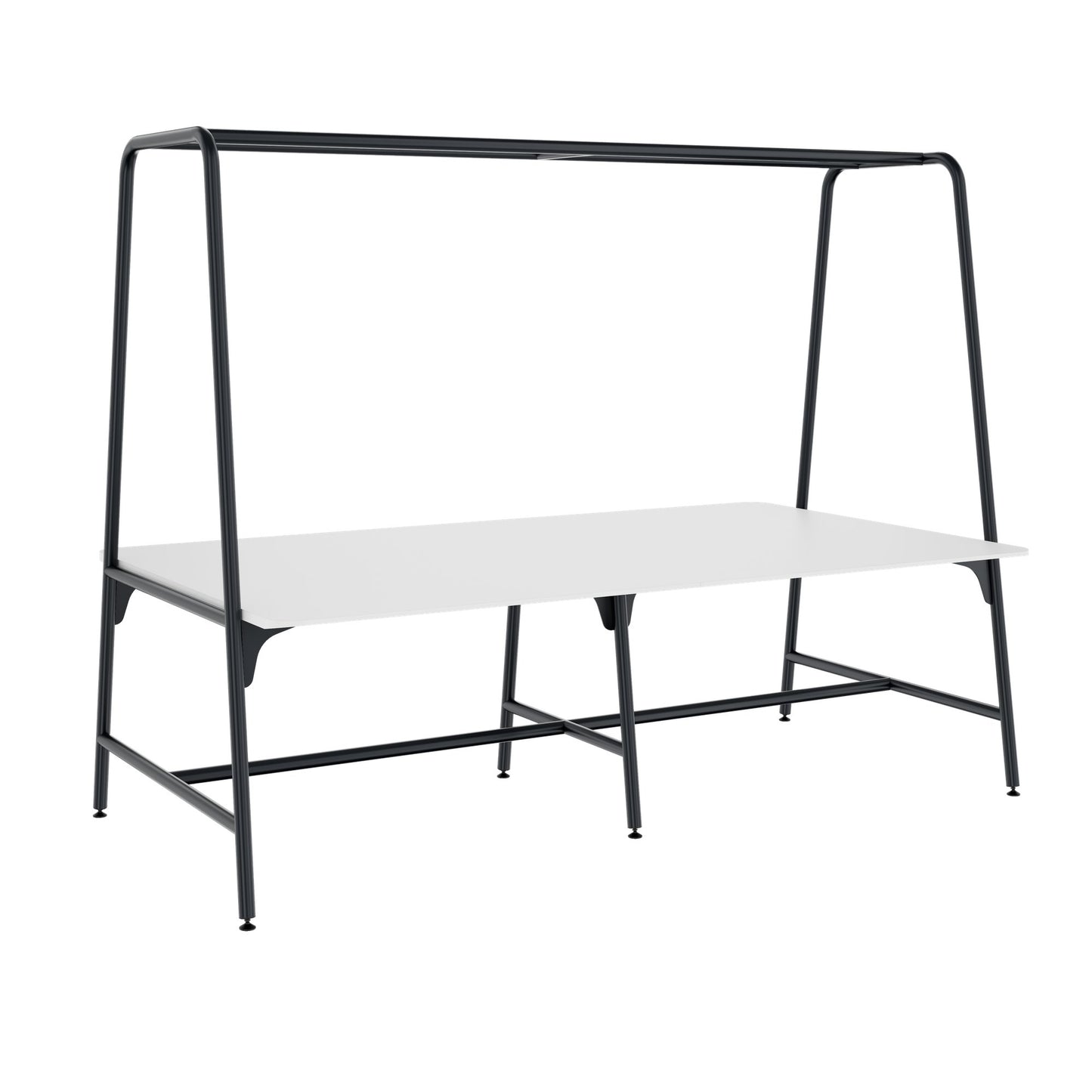 ROUND Multipurpose Tisch | 2400 - 2800  x 740 - 1050 mm, HPL Weiss
