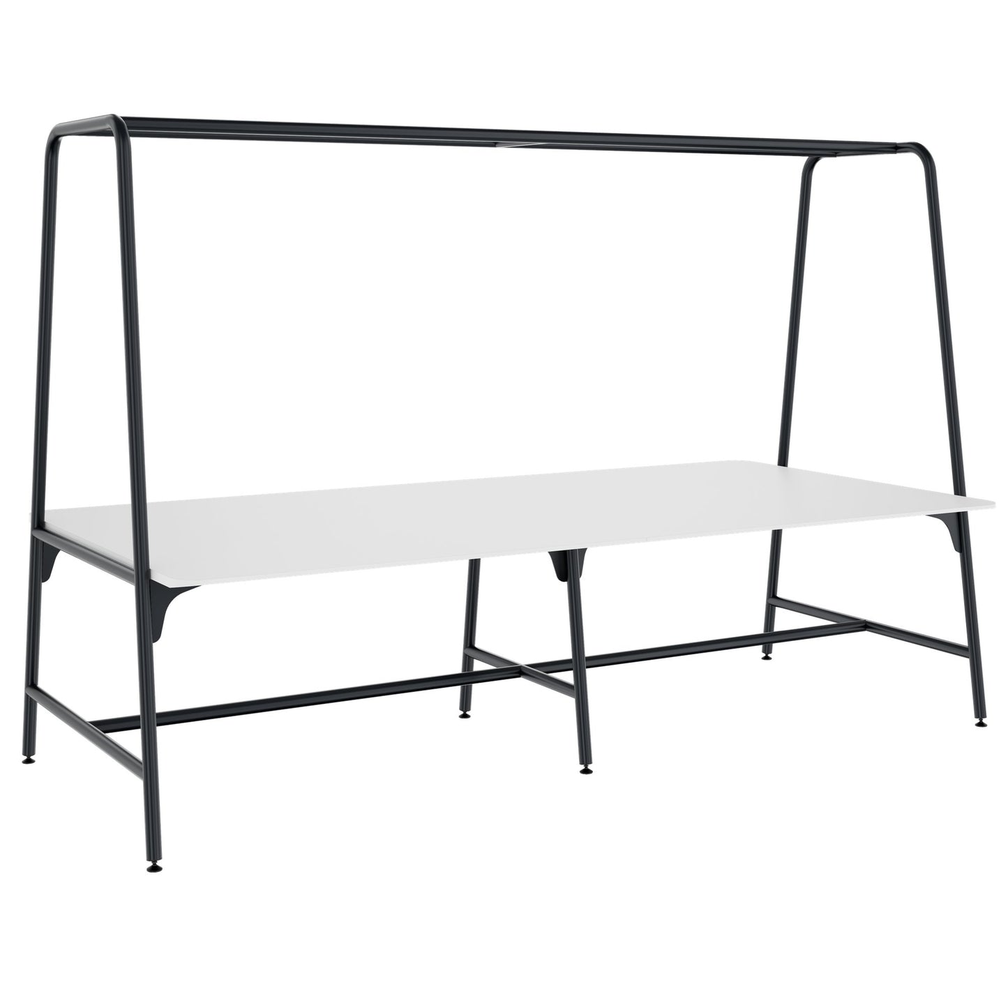 ROUND Multipurpose Tisch | 2400 - 2800  x 740 - 1050 mm, HPL Weiss