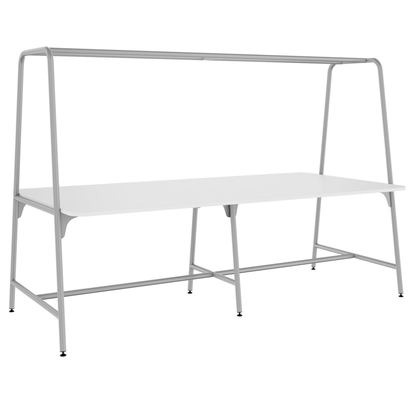 ROUND Multipurpose Tisch | 2400 - 2800  x 740 - 1050 mm, HPL Weiss
