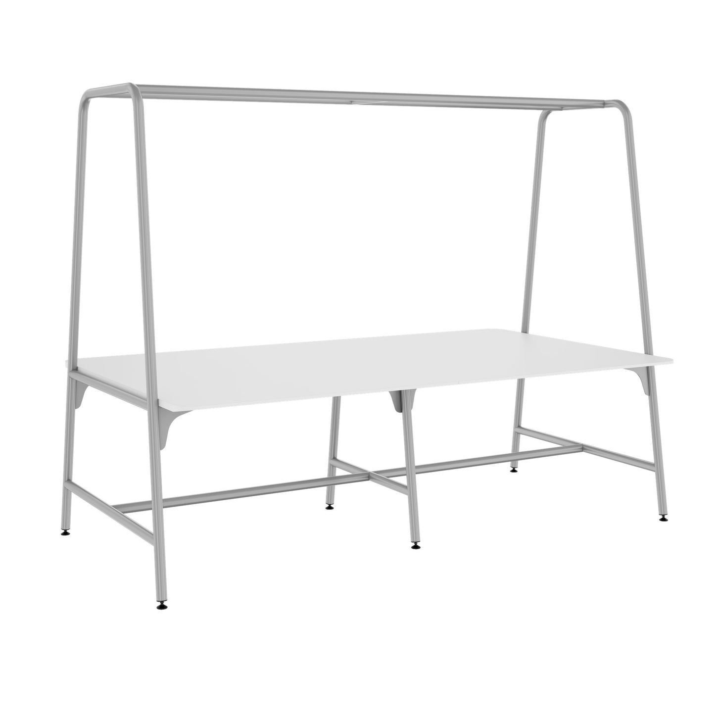 ROUND Multipurpose Tisch | 2400 - 2800  x 740 - 1050 mm, HPL Weiss