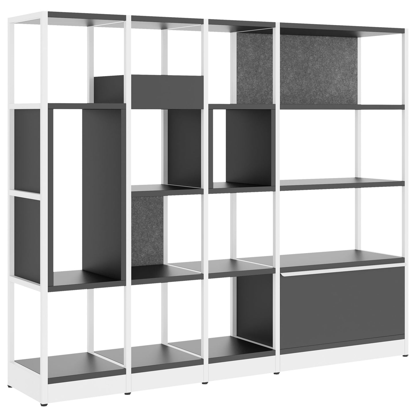 ATELLA Armoire d'étagère | 4 oh, 1960 x 1635 mm, anthracite