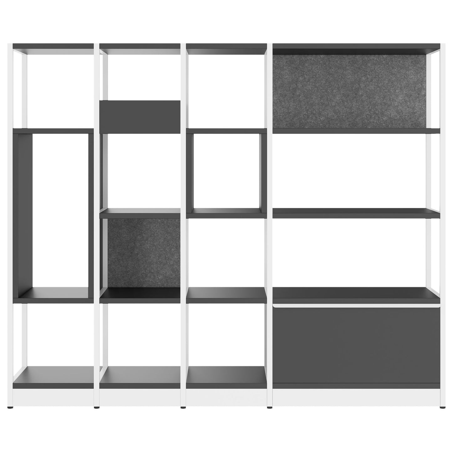 ATELLA Armoire d'étagère | 4 oh, 1960 x 1635 mm, anthracite