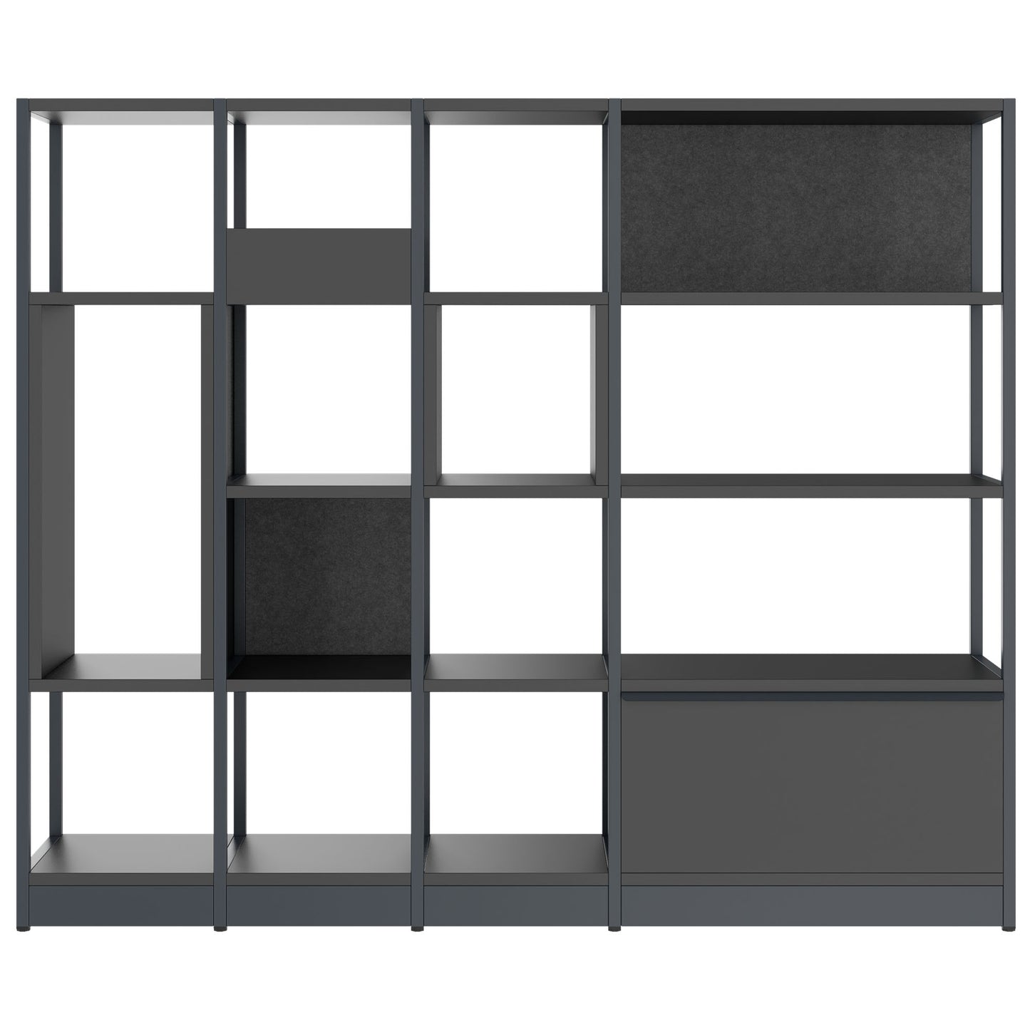 ATELLA Armoire d'étagère | 4 oh, 1960 x 1635 mm, anthracite