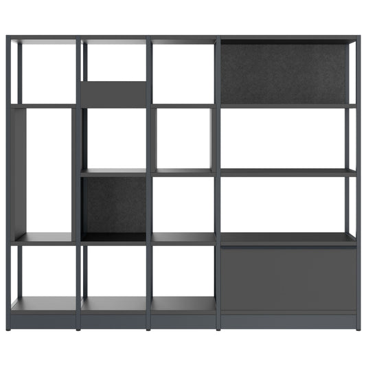ATELLA Cabinet scaffale | 4 Oh, 1960 x 1635 mm, antracite