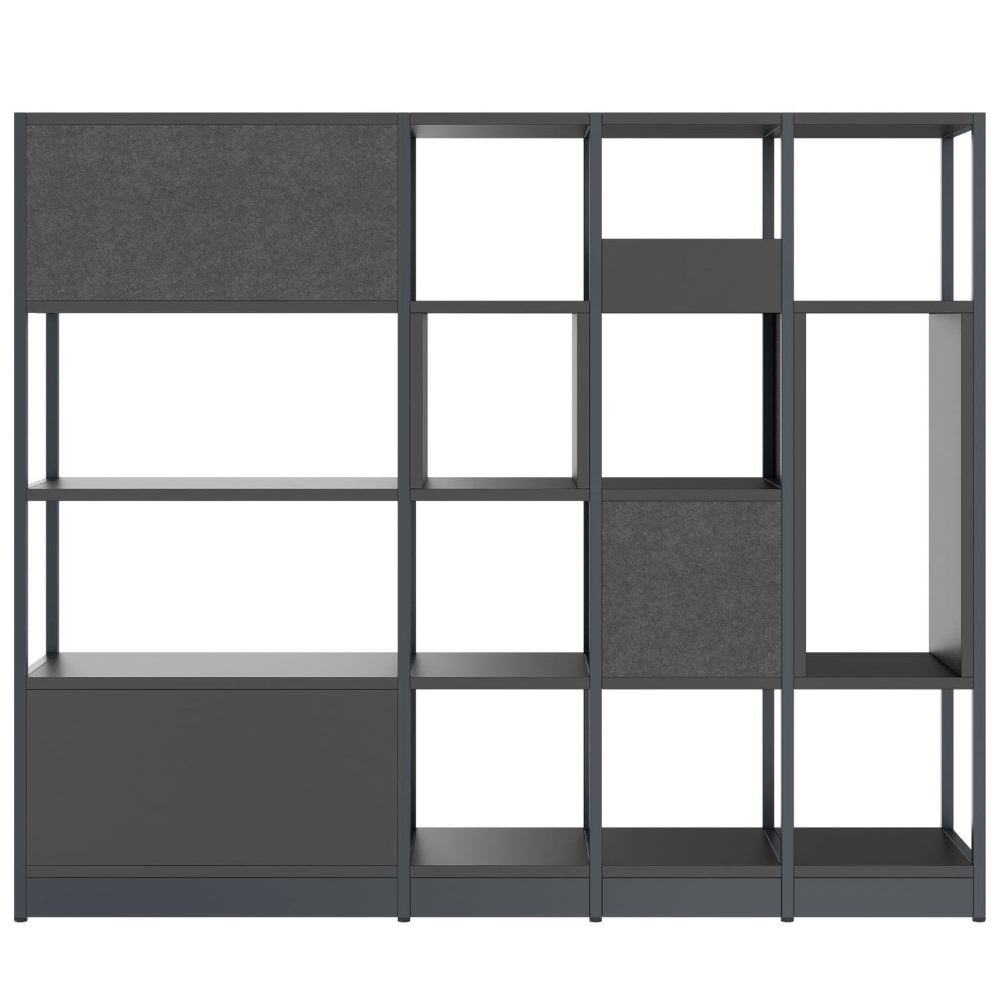 ATELLA Armoire d'étagère | 4 oh, 1960 x 1635 mm, anthracite