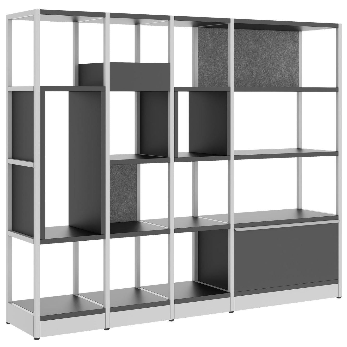 ATELLA Armoire d'étagère | 4 oh, 1960 x 1635 mm, anthracite