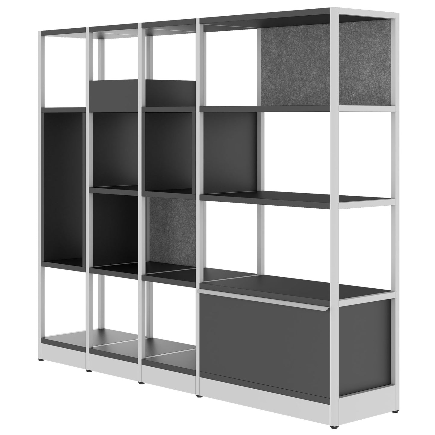 ATELLA Armoire d'étagère | 4 oh, 1960 x 1635 mm, anthracite