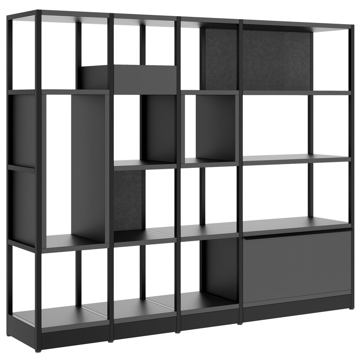 ATELLA Armoire d'étagère | 4 oh, 1960 x 1635 mm, anthracite