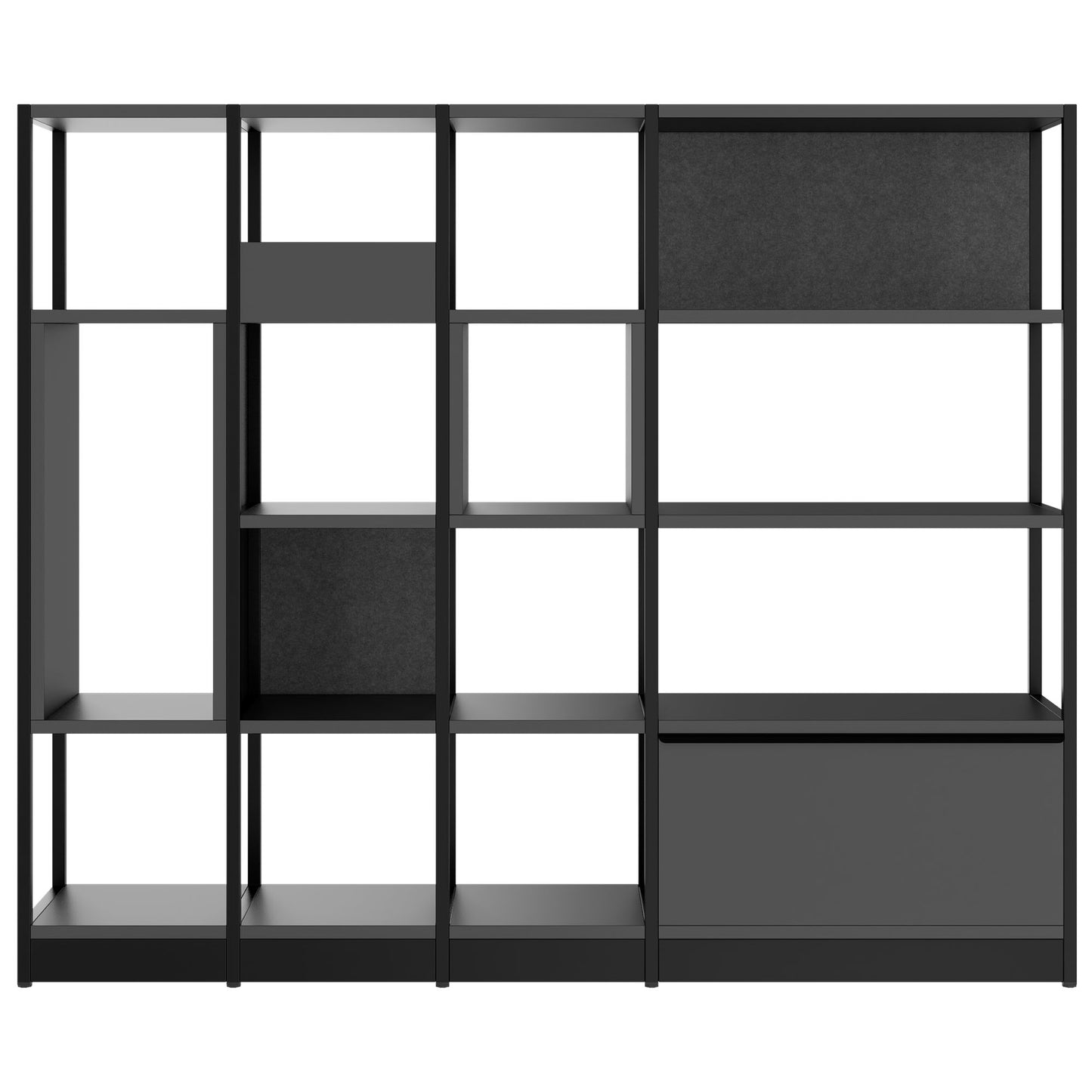 ATELLA Armoire d'étagère | 4 oh, 1960 x 1635 mm, anthracite