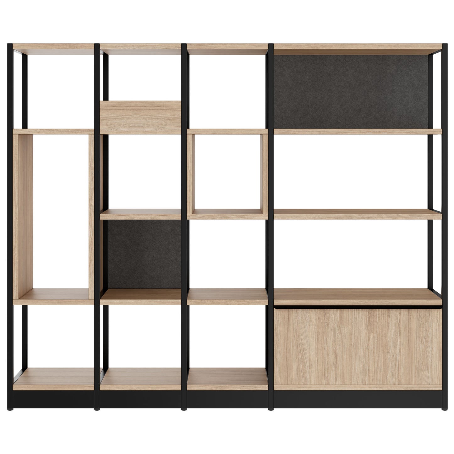ATELLA Armoire d'étagère | 4 oh, 1960 x 1635 mm, chêne ambre