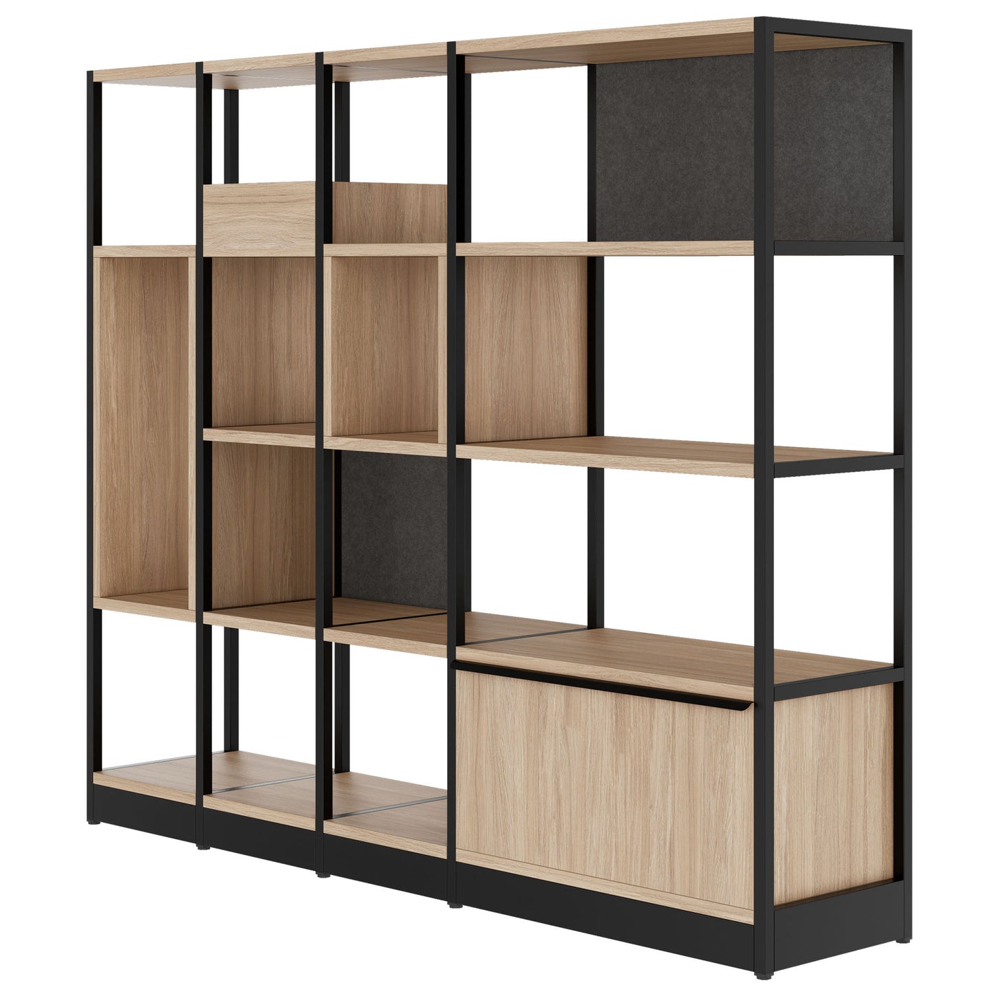 ATELLA Armoire d'étagère | 4 oh, 1960 x 1635 mm, chêne ambre