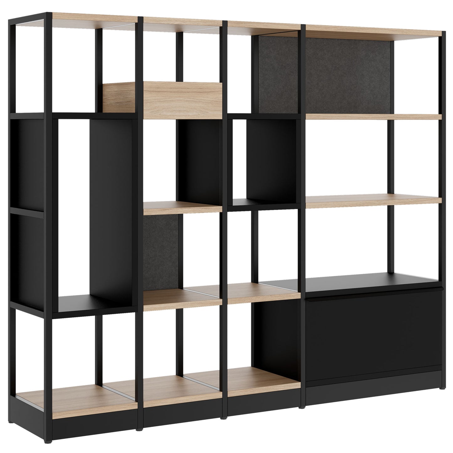 ATELLA Armoire d'étagère | 4 oh, 1960 x 1635 mm, chêne ambre