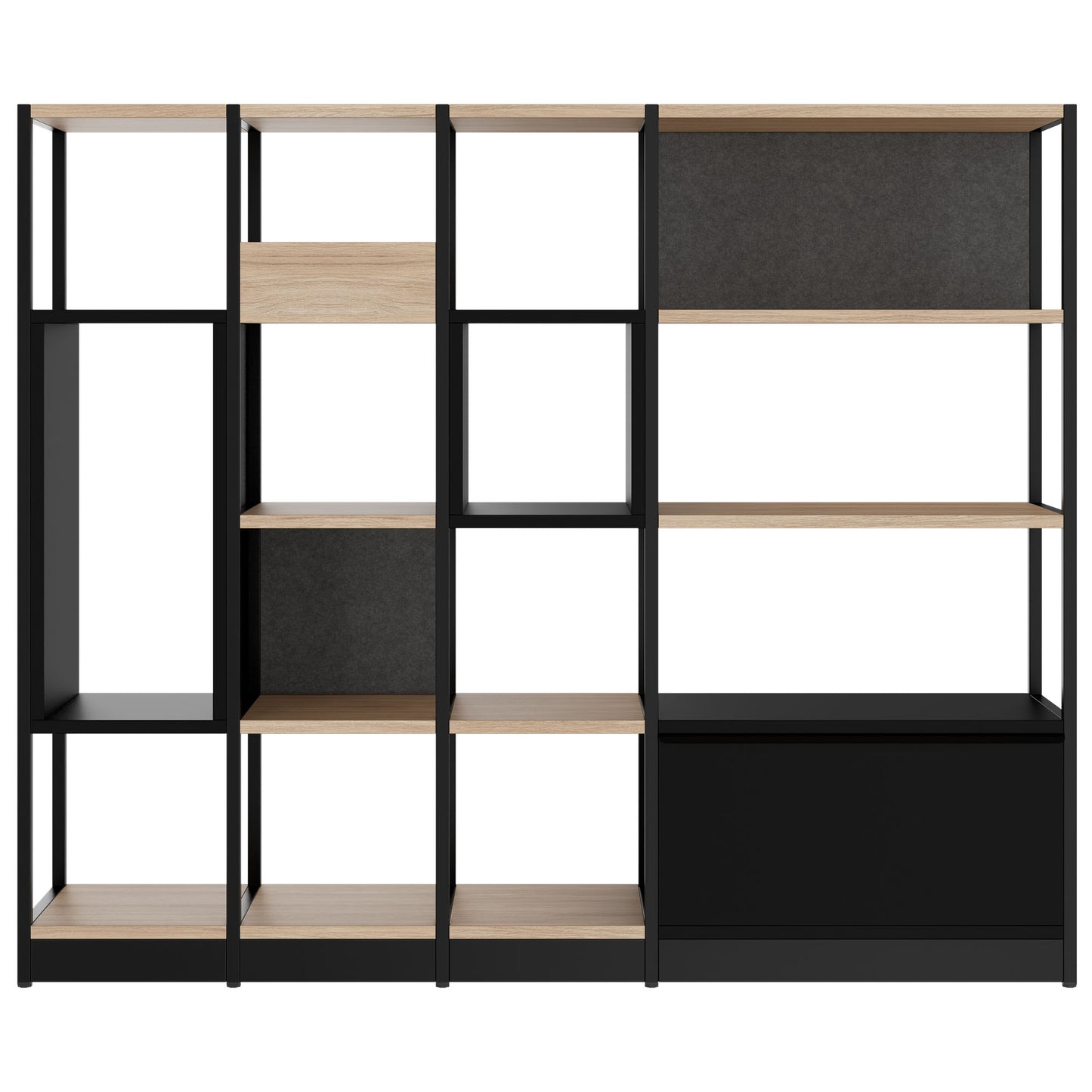 ATELLA Armoire d'étagère | 4 oh, 1960 x 1635 mm, chêne ambre