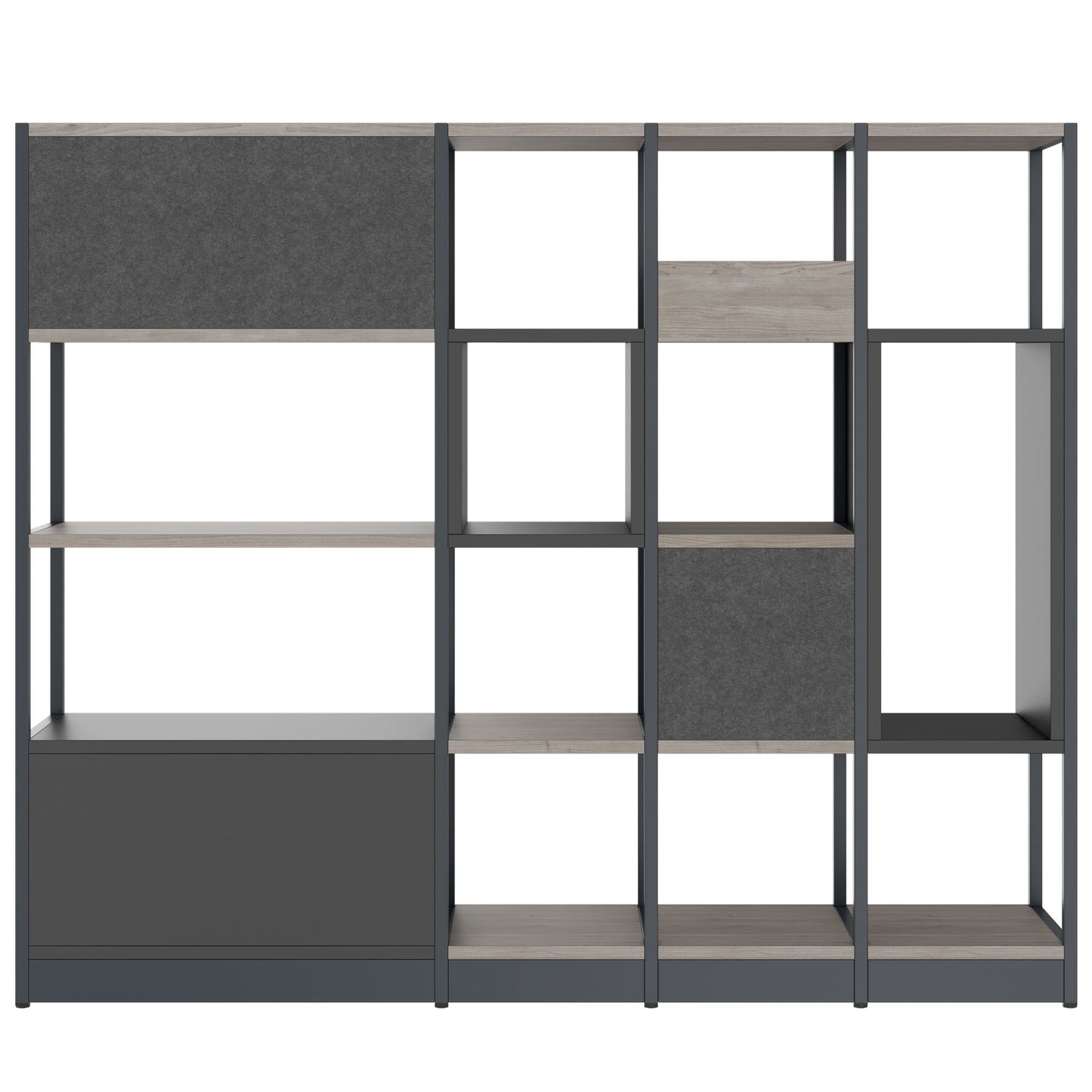 ATELLA Armoire d'étagère | 4 oh, 1960 x 1635 mm, North Oak Gray