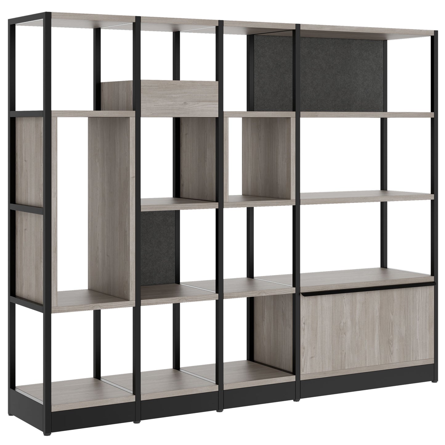 ATELLA Armoire d'étagère | 4 oh, 1960 x 1635 mm, North Oak Gray